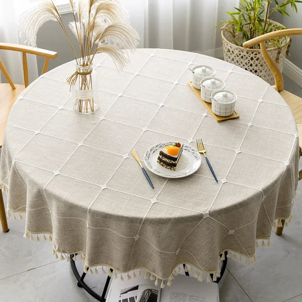 Cotton Linen Round Tablecloth