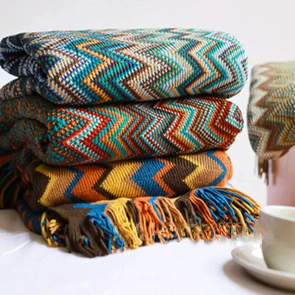 Woven Blanket With Ethnic Motifs